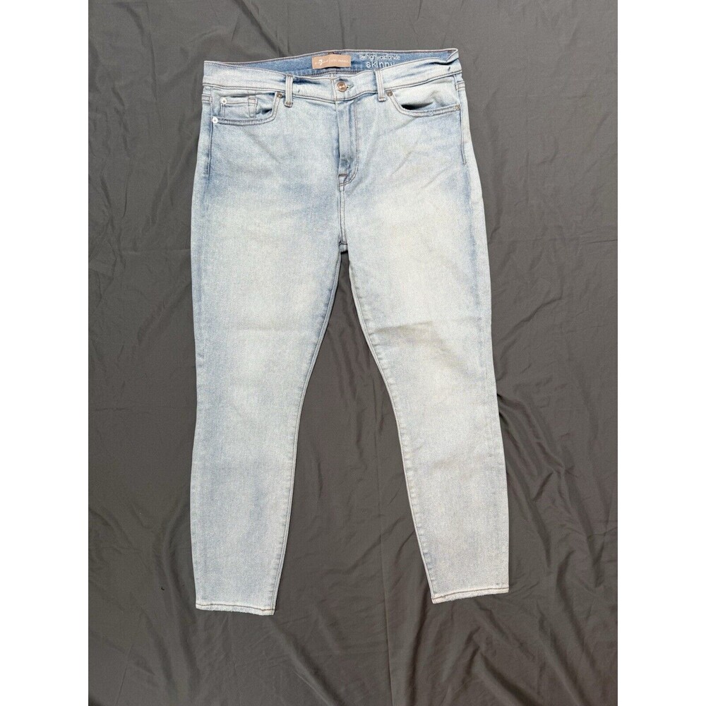 7 For All Mankind The High Waist Ankle Skinny Jeans Size 31 Light Wash AU8229120